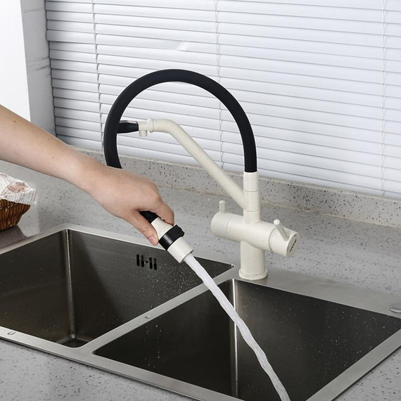 Смеситель для кухни Gappo G4398-81, белый/черный - фото 12