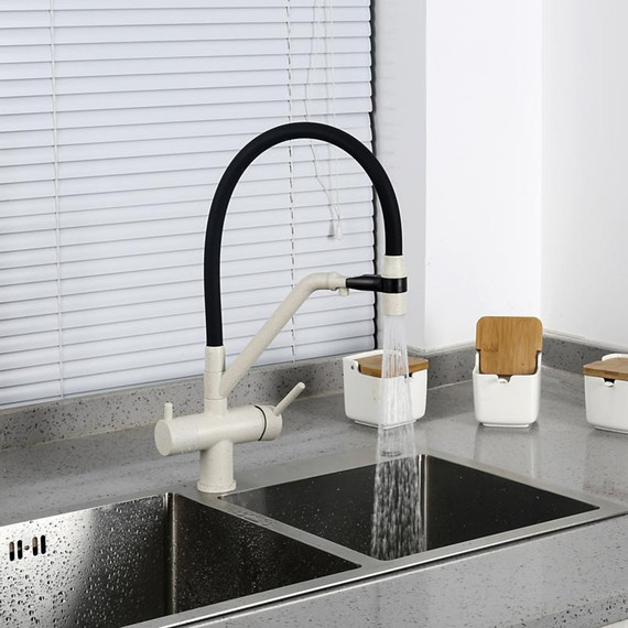 Смеситель для кухни Gappo G4398-81, белый/черный - фото 16