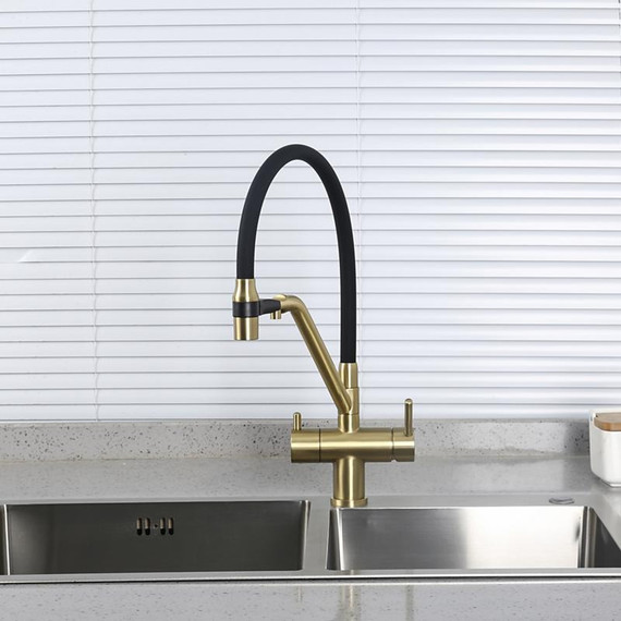 Смеситель для кухни Gappo G4398-83, золото/черный - фото 3