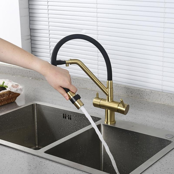 Смеситель для кухни Gappo G4398-83, золото/черный - фото 10