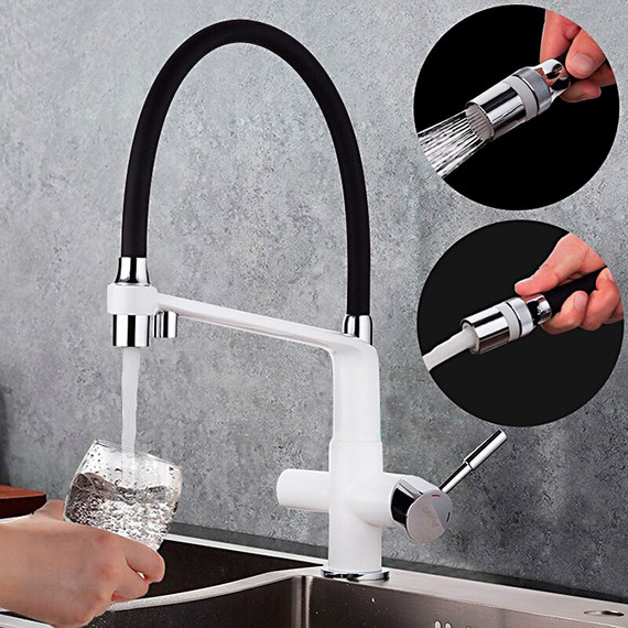 Смеситель для кухни Gappo G4398-9, белый/черный - фото 2