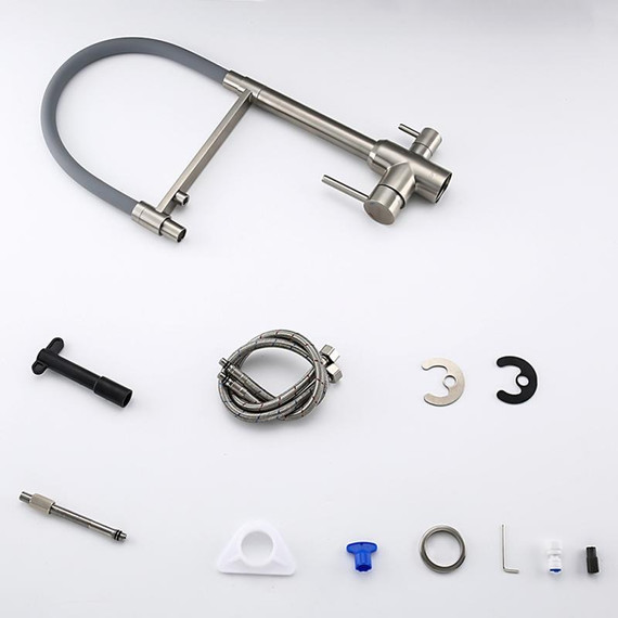 Смеситель для кухни Gappo G4399-5, сатин/серый - фото 9