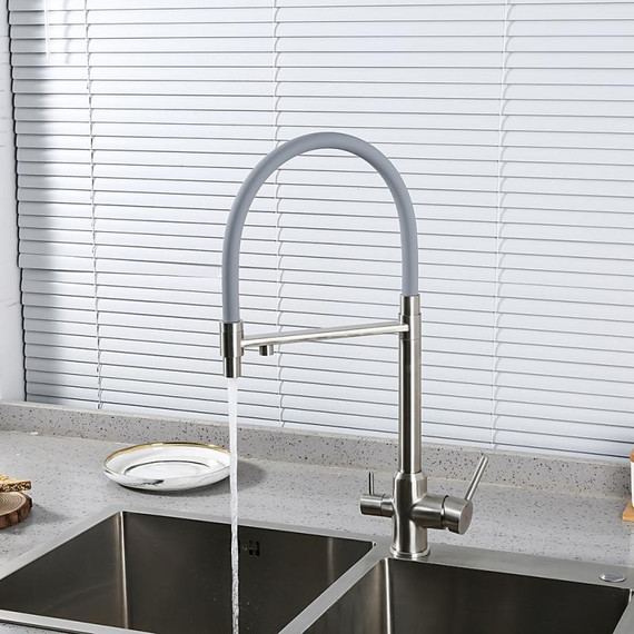 Смеситель для кухни Gappo G4399-5, сатин/серый - фото 2