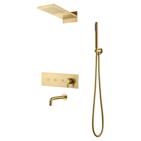 Душевая система для ванны Boheme Fusion 130-2-MG (со скрытой частью) золото матовое - фото 
