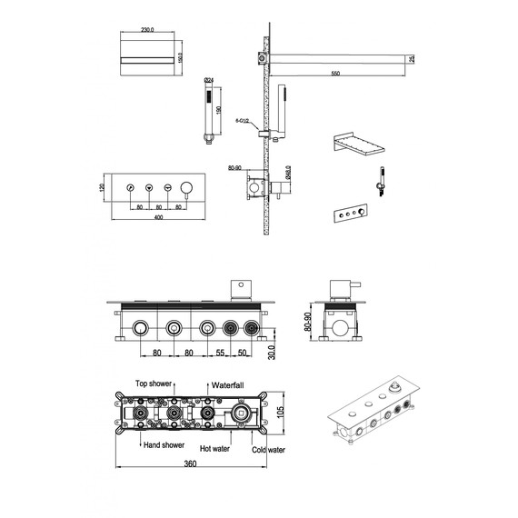 Душевая система для душа Boheme Fusion 130-BRB (со скрытой частью) брашированная бронза - фото 2