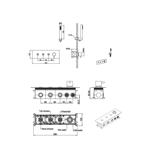 Душевая система для душа Boheme Fusion 130-SYS-GM (со скрытой частью) графит - фото 2