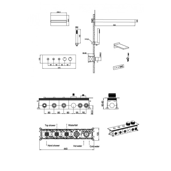 Душевая система для душа с термостатом Boheme Fusion 131-BRB (со скрытой частью) брашированная бронза - фото 2