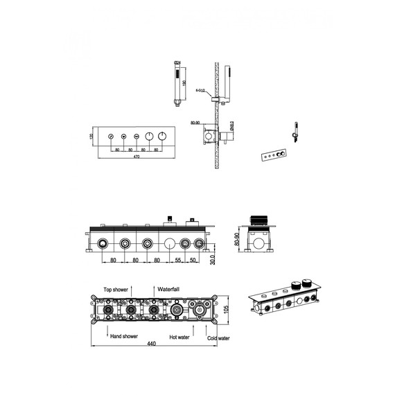 Душевая система для душа с термостатом Boheme Fusion 131-SYS-BRB (со скрытой частью) брашированная бронза - фото 2