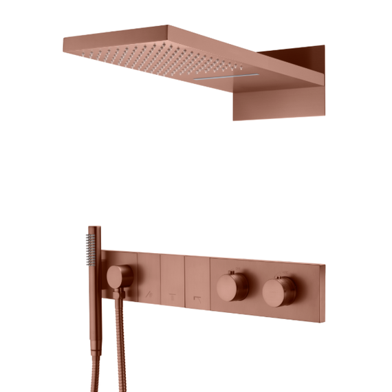 Душевая система для душа с термостатом Boheme Zodiac 133-BRB (со скрытой частью) брашированная бронза - фото 
