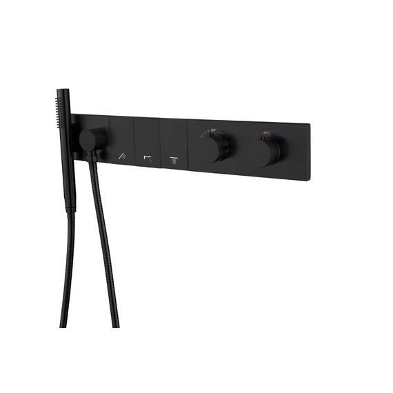 Душевая система для душа с термостатом Boheme ZODIAC 133-SYS-B (со скрытой частью) чёрный - фото 