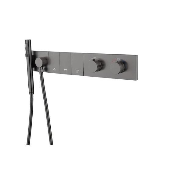 Душевая система для душа с термостатом Boheme ZODIAC 133-SYS-GM (со скрытой частью) графит - фото 