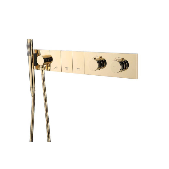 Душевая система для душа с термостатом Boheme ZODIAC 133-SYS-G (со скрытой частью) золото - фото 
