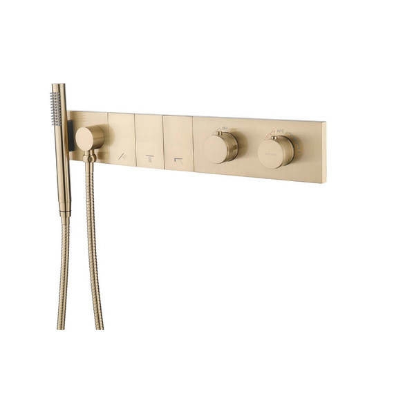 Душевая система для душа с термостатом Boheme ZODIAC 133-SYS-MG (со скрытой частью) золото матовое - фото 