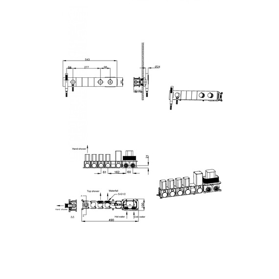 Душевая система для душа с термостатом Boheme ZODIAC 133-SYS-SGM (со скрытой частью) графит глянец - фото 2