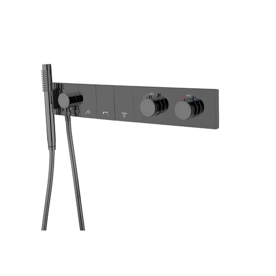 Душевая система для душа с термостатом Boheme ZODIAC 133-SYS-SGM (со скрытой частью) графит глянец - фото 