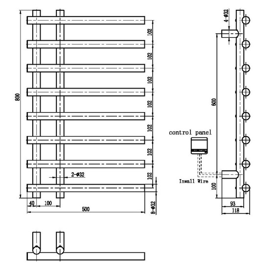 Полотенцесушитель электрический Boheme Uno 500x800 мм 722-CB (скрытое подключение слева) брашированная медь - фото 2