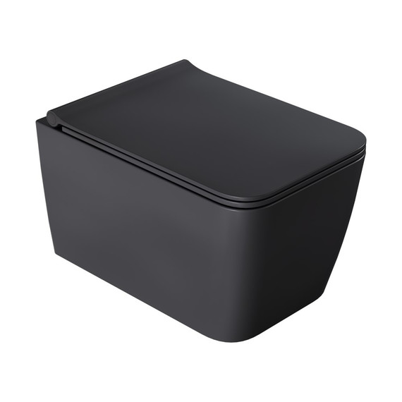 Унитаз подвесной безободковый Boheme Zen 967-SET-A с тонкой крышкой микролифт, ANTRACITE - фото 