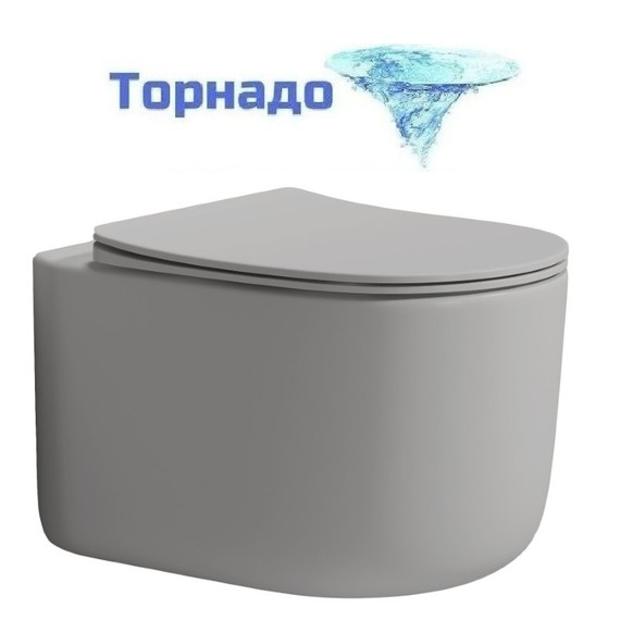 Унитаз подвесной безободковый Boheme FLOW 969-SET-L с тонкой крышкой микролифт (система смыва Торнадо) LUNA - фото 