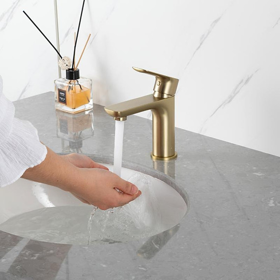 Смеситель для раковины Gappo G48-3 G1048-3, золото сатин, Цвет производителя: золото сатин - фото 13