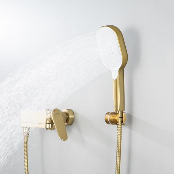 Смеситель для ванны с выдвижным изливом Gappo G10-3 G3210-3, золото сатин, Цвет производителя: золото сатин - фото 10