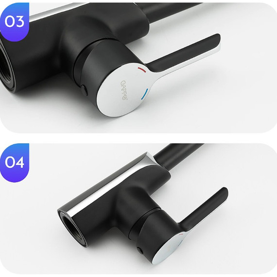 Смеситель для кухни Gappo G4003-6, черный/хром - фото 6