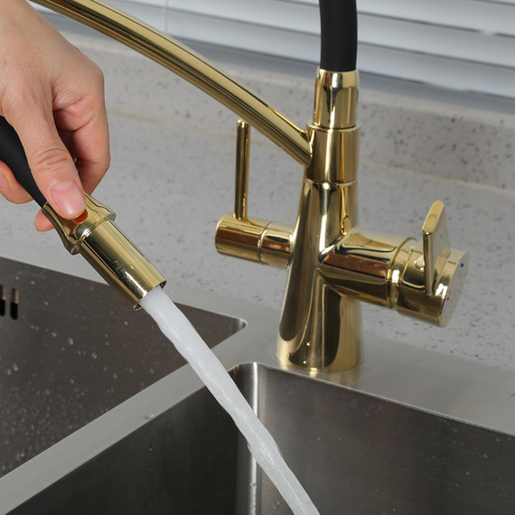 Смеситель для кухни Gappo G4398-13, золото/черный - фото 8