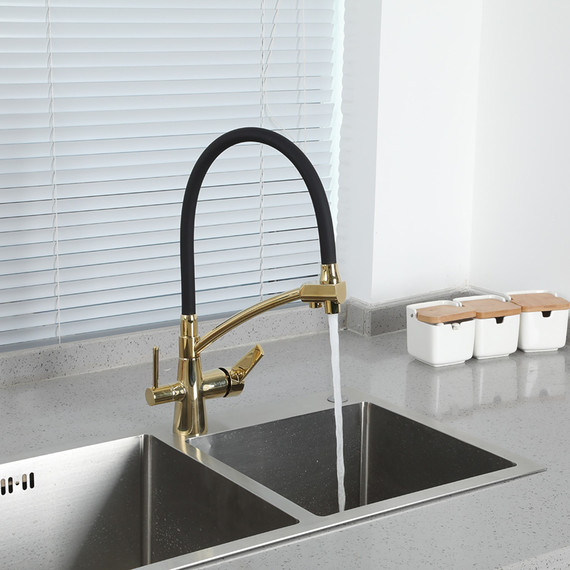 Смеситель для кухни Gappo G4398-13, золото/черный - фото 9