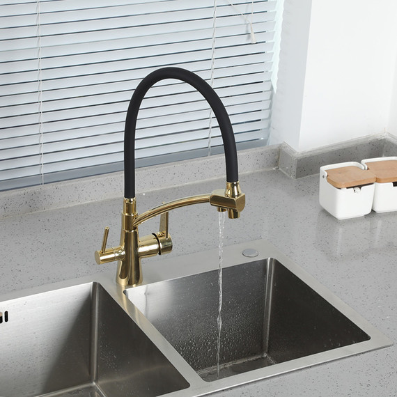 Смеситель для кухни Gappo G4398-13, золото/черный - фото 10