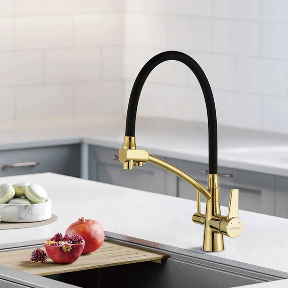 Смеситель для кухни Gappo G4398-13, золото/черный - фото 5