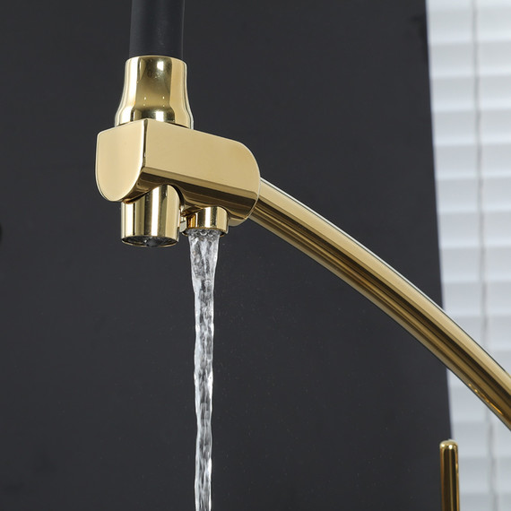 Смеситель для кухни Gappo G4398-13, золото/черный - фото 7