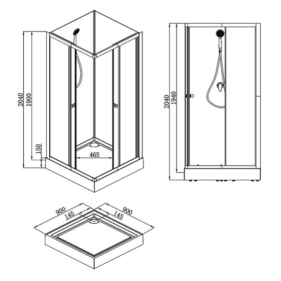Душевая кабина Loranto Neo 90х90 см CS-21801-BP, чёрный/прозрачное - фото 2