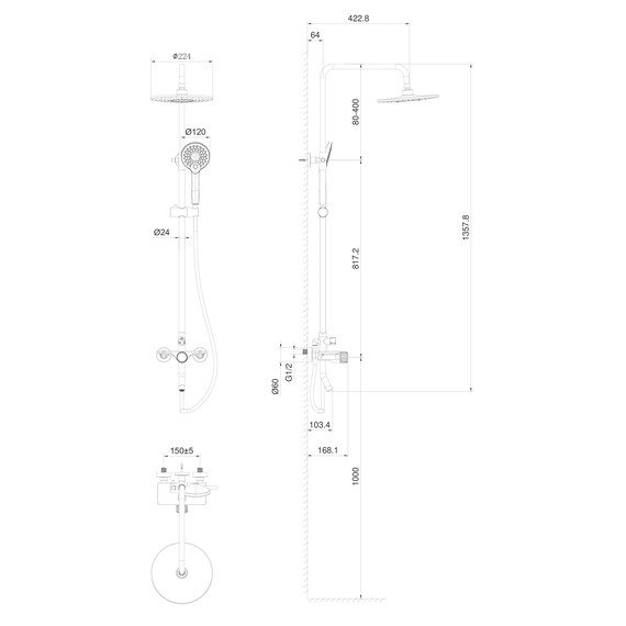 Душевая стойка Wonzon & Woghand Click WW-N3S962-MW, белый матовый - фото 6