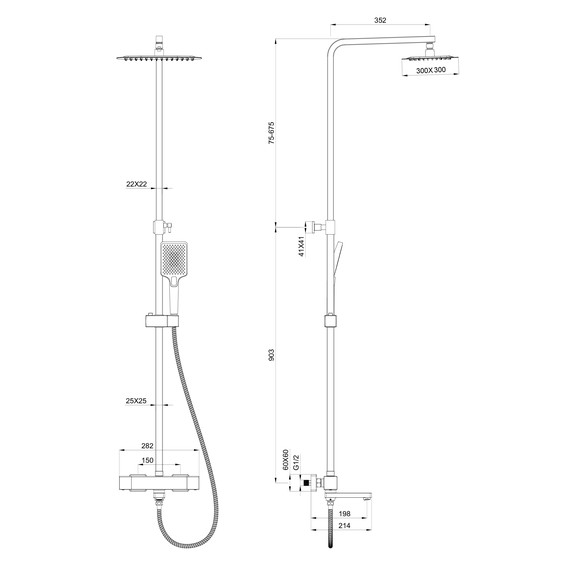Душевая стойка с термостатом Wonzon & Woghand WW-88739901-CR - фото 2