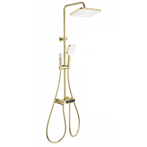 Душевая стойка с термостатом Wonzon & Woghand Muse WW-B3112-BG, золото брашированное - фото 