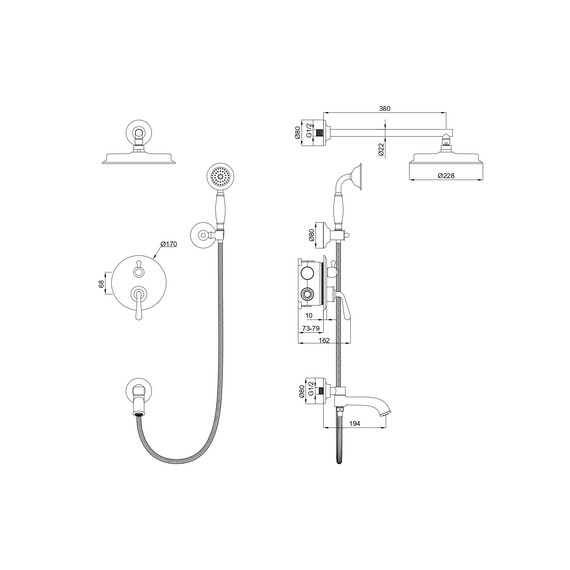 Душевая система для ванны Wonzon & Woghand Steam WW-88939008-CR - фото 2