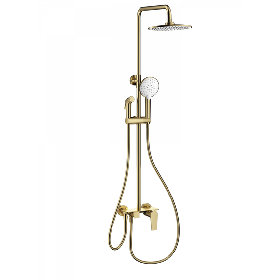Душевая стойка с гигиеническим душем Wonzon & Woghand WW-A30874-BG, золото брашированное - фото 