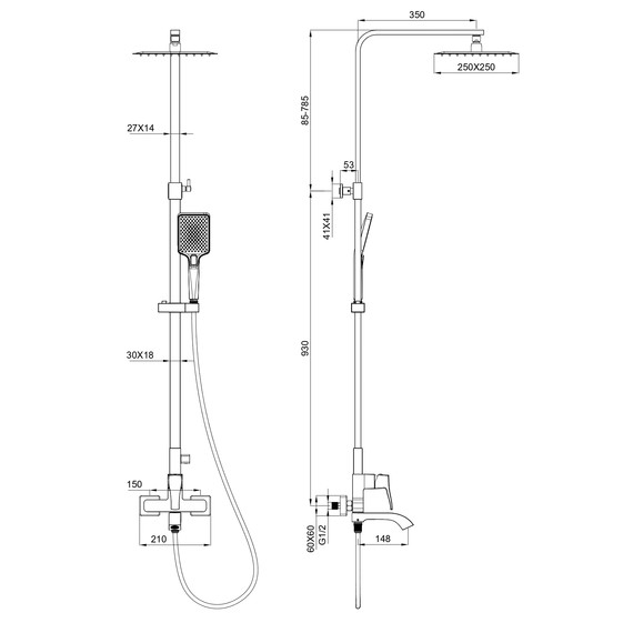 Душевая стойка Wonzon & Woghand Flex WW-88047072-BN, никель брашированный - фото 2