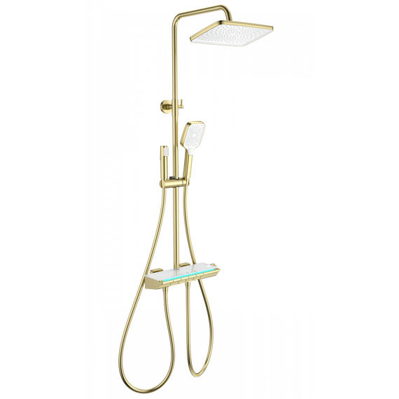 Душевая стойка с термостатом Wonzon & Woghand Muse WW-B4174-BG, золото брашированное - фото 