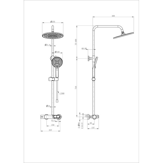 Душевая стойка с термостатом Wonzon & Woghand Muse WW-B2091-A-CR - фото 2