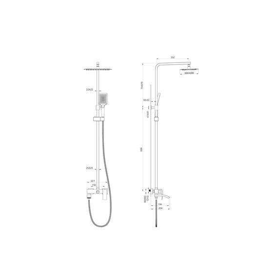 Душевая стойка Wonzon & Woghand Fit WW-88739009-MB, чёрный матовый - фото 7