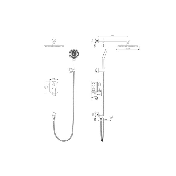 Душевая система для ванны Wonzon & Woghand Frame WW-88939010-MB, чёрный матовый - фото 2