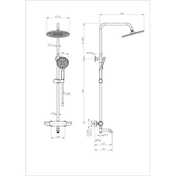 Душевая стойка с термостатом Wonzon & Woghand Capsule WW-B3031-A2-CR - фото 2