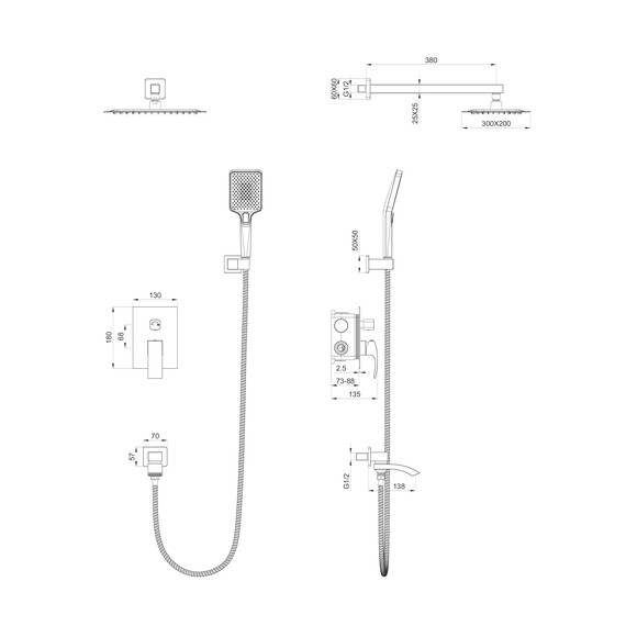 Душевая система для ванны Wonzon & Woghand Fit WW-88939009A-CR - фото 2