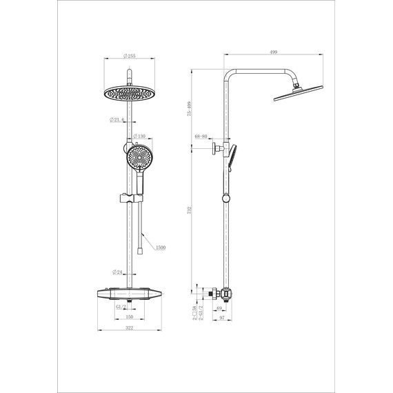 Душевая стойка с термостатом Wonzon & Woghand Neo WW-B3035-A1-CR - фото 2
