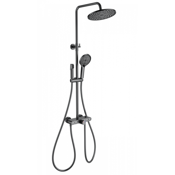 Душевая стойка с термостатом Wonzon & Woghand Muse WW-B4113-BGG, тёмный графит брашированный - фото 