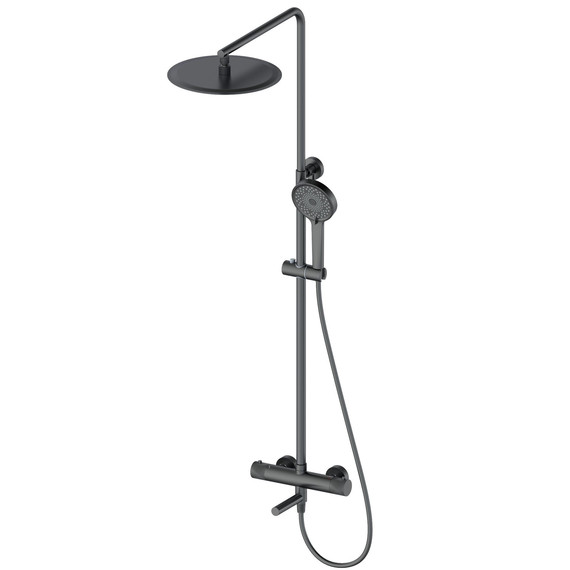 Душевая стойка с термостатом Wonzon & Woghand WW-88739902-BGM, тёмный графит брашированный - фото 
