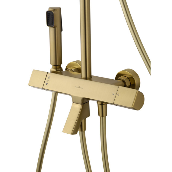 Душевая стойка с термостатом Wonzon & Woghand The one WW-B3094-BG, золото брашированное - фото 3