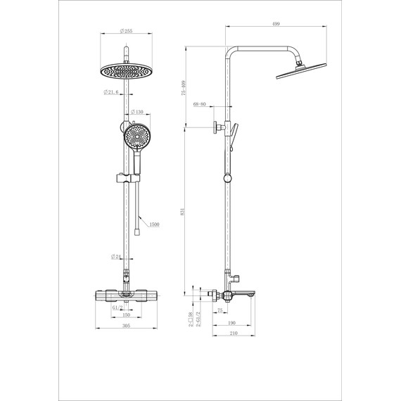 Душевая стойка с термостатом Wonzon & Woghand Solid WW-C3011-A-CR - фото 2