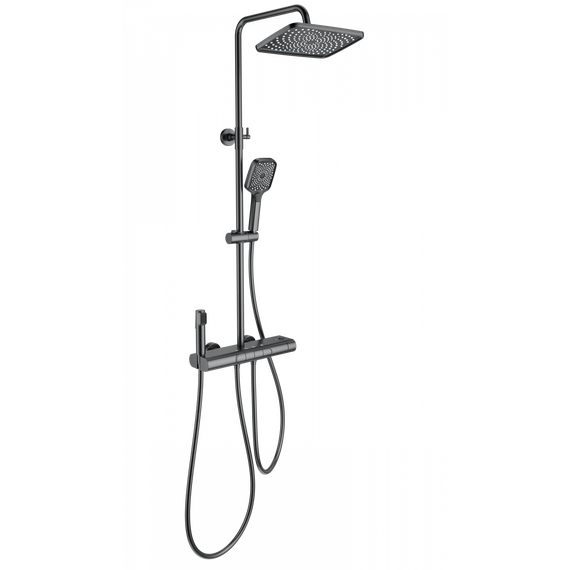 Душевая стойка с термостатом Wonzon & Woghand Muse WW-B4129-BGG, тёмный графит брашированный - фото 