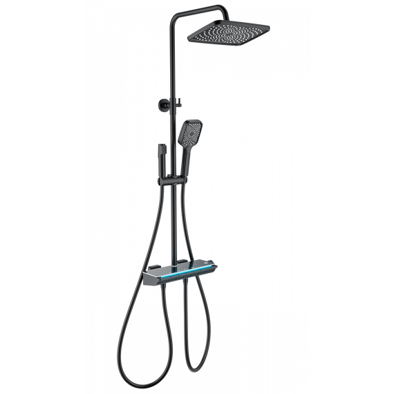 Душевая стойка с термостатом Wonzon & Woghand Muse WW-B4174-MB, чёрный матовый - фото 